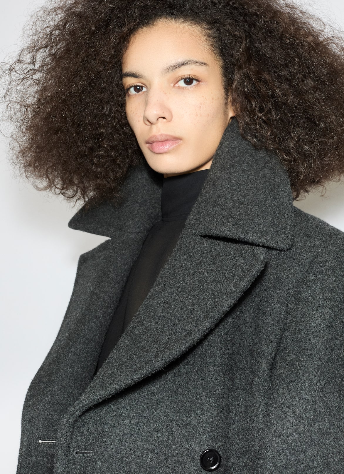 MERINO WOOL PEA COAT ALAÏA CHARCOAL MERINO WOOL PEA COAT